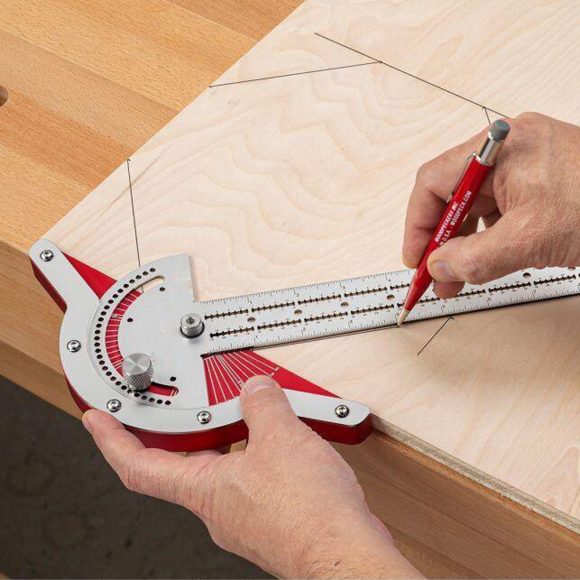Woodworkers Edge Ruler Protractor Angle Protractor Two Arm Woodworking Ruler Measure Instruments Carpentry Tools - Image 4