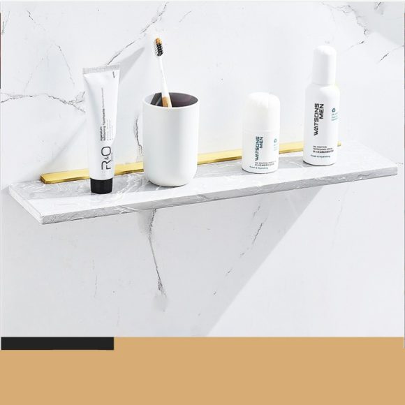 Nordic Lightweight Marble Bathroom Rack Wall Bathroom Mirror Front Cosmetics Collection Rack Towel Rack Gold - Image 4