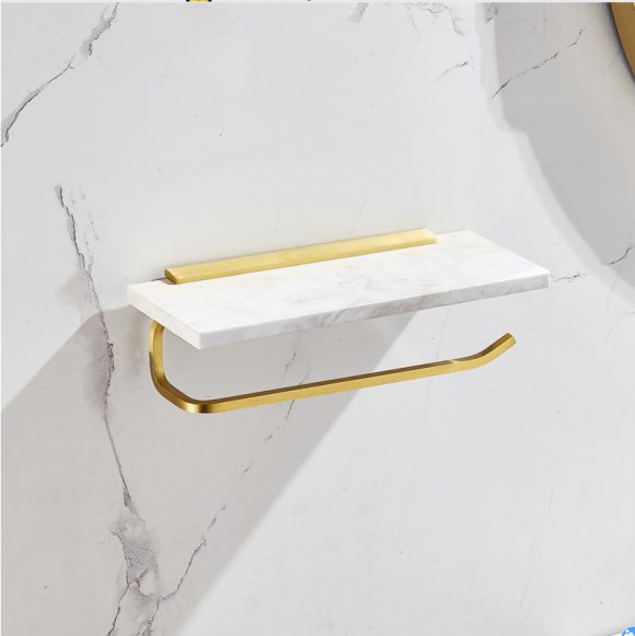 Nordic Lightweight Marble Bathroom Rack Wall Bathroom Mirror Front Cosmetics Collection Rack Towel Rack Gold - Image 5