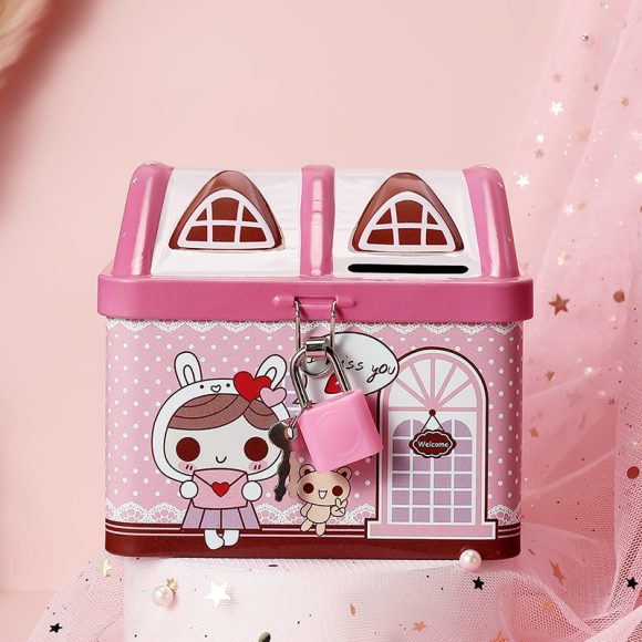 Piggy Bank House Shape Tinplate Piggy Bank - Image 7