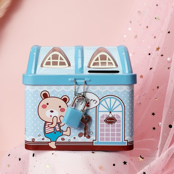 Piggy Bank House Shape Tinplate Piggy Bank - Image 4