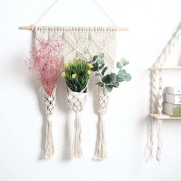 Woven Tapestry Bohemian Dried Flower Pot Rack - Image 3