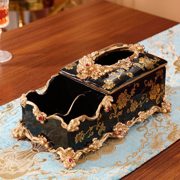 European-style Fruit Plate Three-piece Coffee Table Decoration Ashtray Tissue Box Set - Image 2