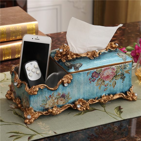 European-style Fruit Plate Three-piece Coffee Table Decoration Ashtray Tissue Box Set - Image 5