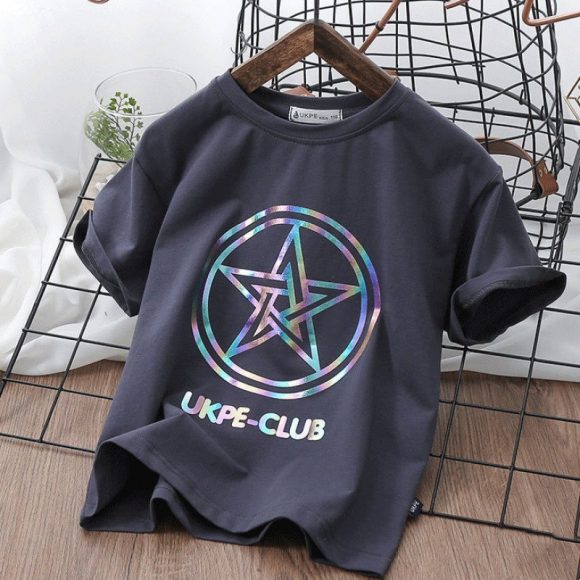 Boys'' Short Sleeve T-shirt  Net Red Laser Reflective Cub Children''s Top Fashion - Image 3