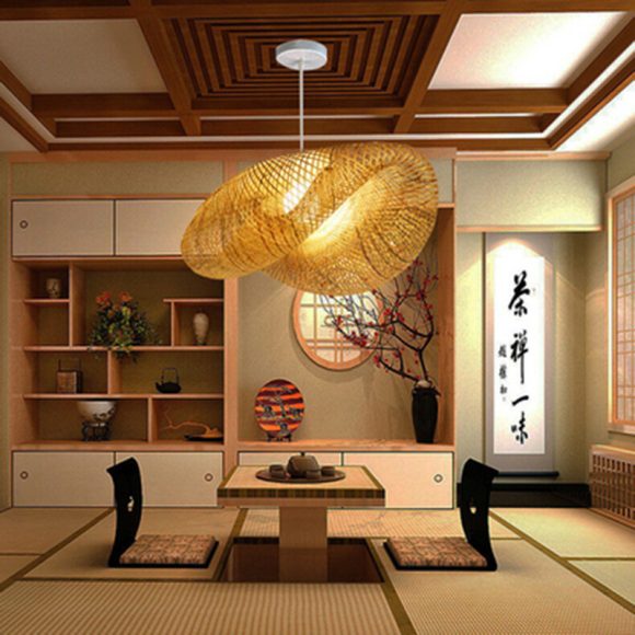 Bamboo Chandelier Chinese Zen Tea Room Lamp - Image 3