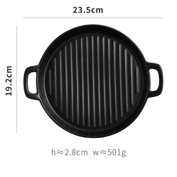 Binaural Baking Tray Pizza Tray Round Dish Plate Dish Creative Oven Ceramic Net Celebrity Tableware Microwave Flat Plate - Image 10