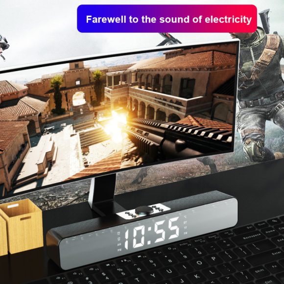 Mirror Sound Blaster Wireless Bluetooth Clock Speaker Radio Audio - Image 5