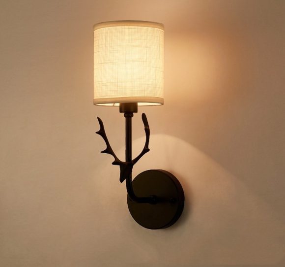 Modern Bedroom Bedside Aisle Wall Lamp Wrought Iron Antlers Living Room Hotel Lamps - Image 2