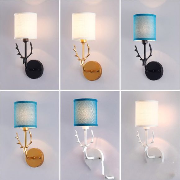 Modern Bedroom Bedside Aisle Wall Lamp Wrought Iron Antlers Living Room Hotel Lamps - Image 3
