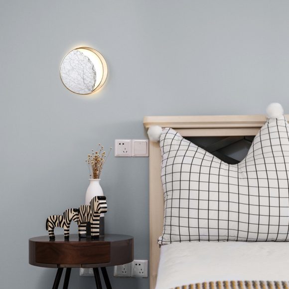 Marble Bedside LED Wall Lamp Creative Art Design Eclipse Wall Sconce Lighting - Image 5