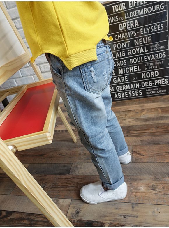 New Korean Style Boys Ripped Trousers - Image 2