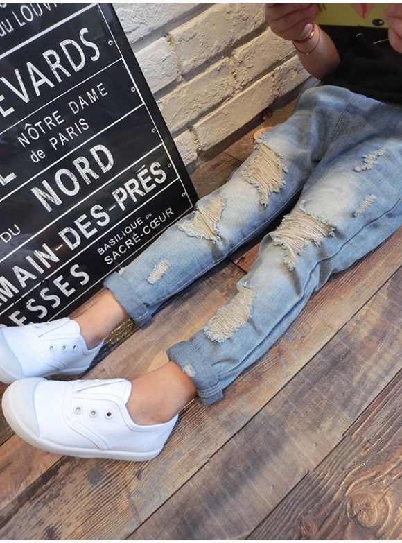 New Korean Style Boys Ripped Trousers - Image 4
