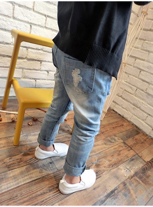 New Korean Style Boys Ripped Trousers - Image 5