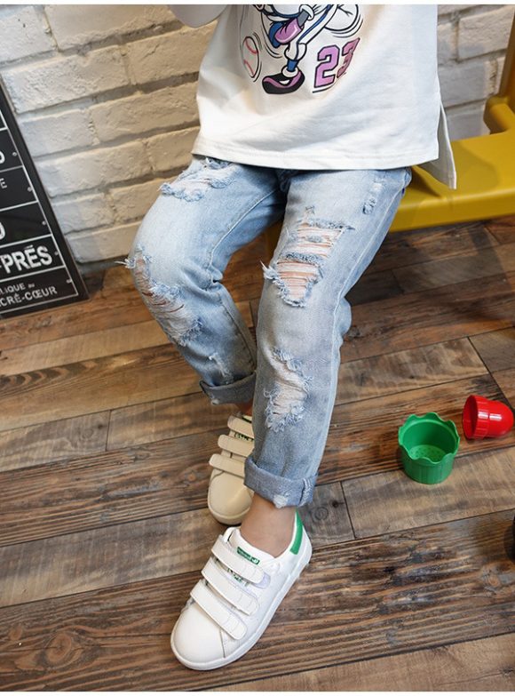 New Korean Style Boys Ripped Trousers - Image 6