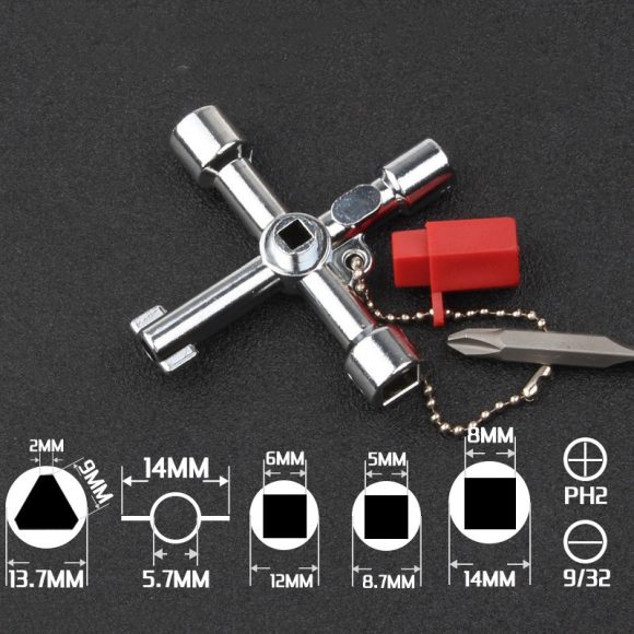 Plumbers Multi Tool 4 Way Gas Electric Meter Box Radiator Plumbing Tool Plumbers Utilities Gas Water Keys New - Image 3