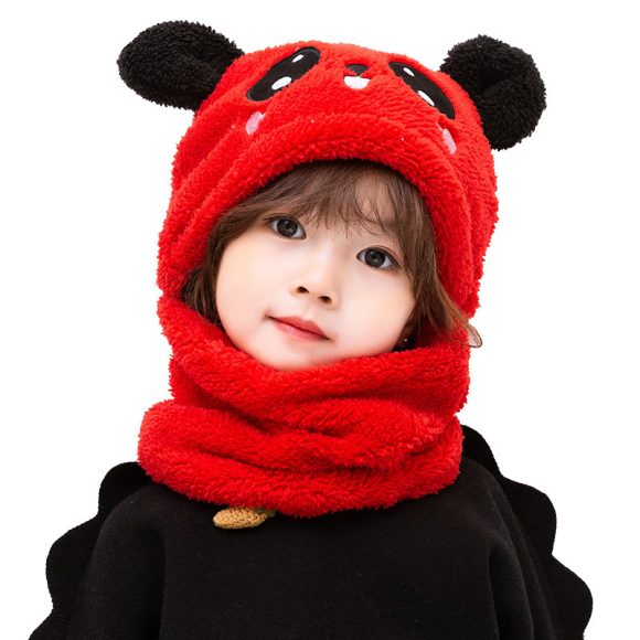 Winter boys and girls bib hat one-piece baby hat ear protection panda head hat - Image 2