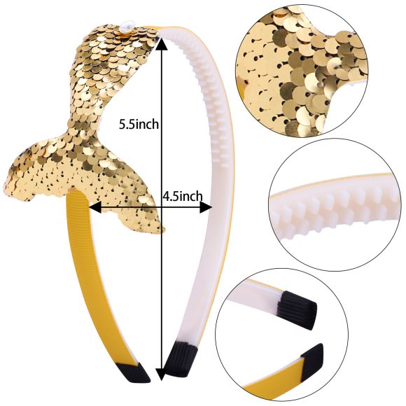 Sequined Hair Accessories Mermaid Tail Flip Fish Scale Pearl Headband Non-slip Manual Hairpin - Image 3