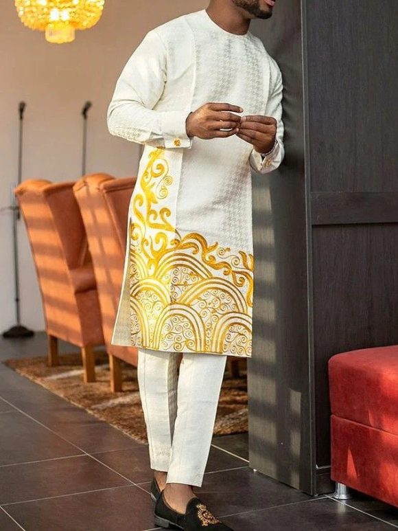 Men Leisure Set Suit Printed Shirt And Pants - Image 6