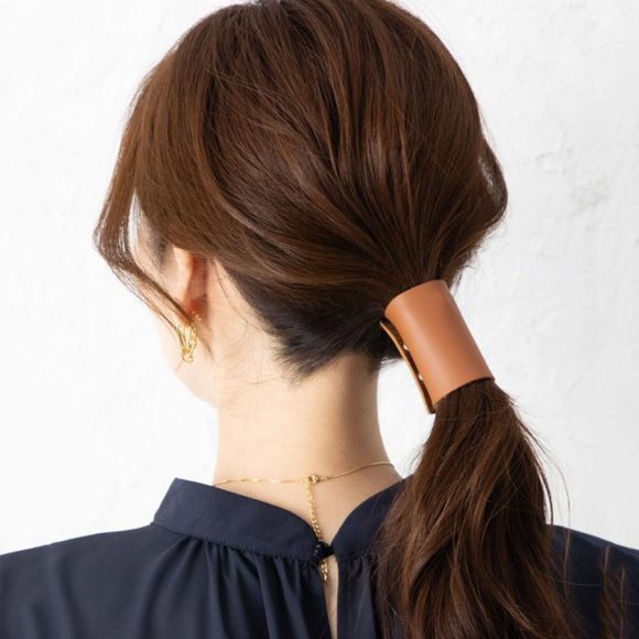 PU Leather Headband Gel Women Ponytail Clip Decoration Hair Accessories - Image 7