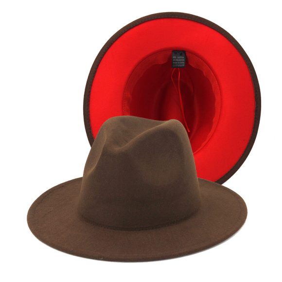 Double-sided Color Matching Flat Brim Fedora Hat - Image 4