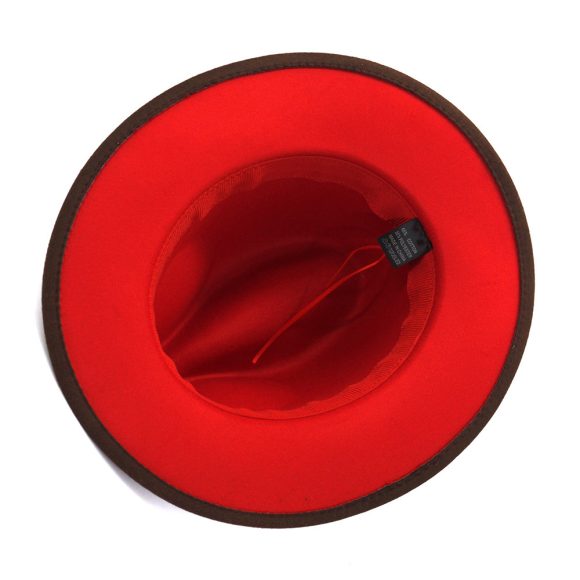 Double-sided Color Matching Flat Brim Fedora Hat - Image 8