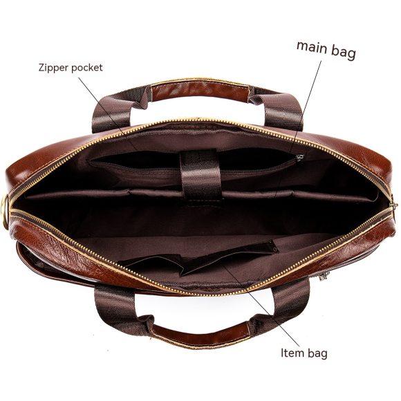 Men's Leather Briefcase Business Men's Bag First Layer Cowhide Portable - Image 7