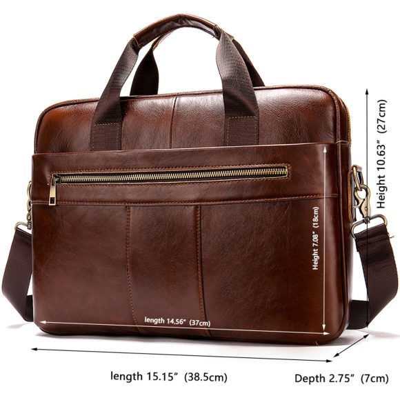 Men's Leather Briefcase Business Men's Bag First Layer Cowhide Portable - Image 4