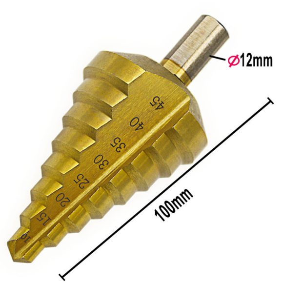 10-45mm Single Step Drill Large Size Steel Plate Tapper Woodworking Drilling Bit - Image 9