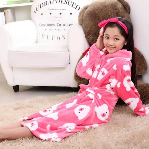 Plus velvet long sleeve children bathrobe - Image 3