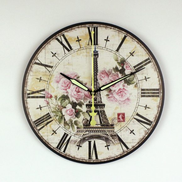 absolutely silent quartz vintage rose wall clock Effiel tower home hours decoration modern watch wall gift orologi da parete - Image 5