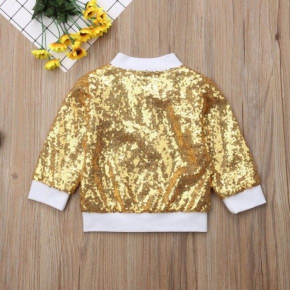 Clothes Children Kids Jacket Coat Baby Girl Girls White Gold - Image 5