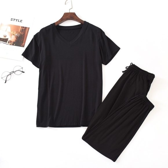 Men's Ice Silk Modal Short Sleeved Pants Set - Image 10