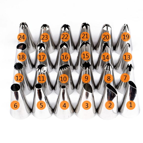 24 pcs Cupcake Fondant Sugarcraft Icing Piping DIY Cake Decorating Tips Stainless Steel Nozzle Cream Pastry Tips Set - Image 2