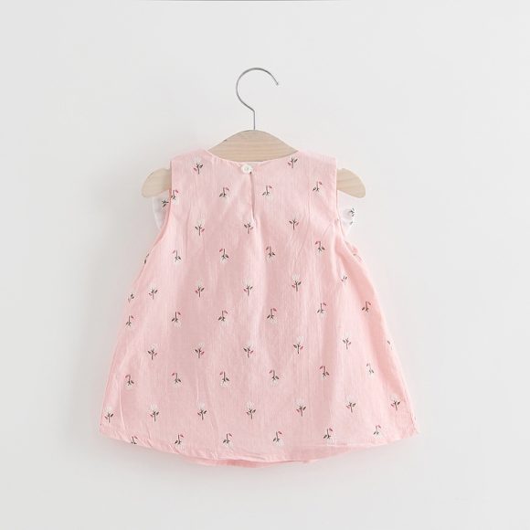 Solid color bow bow floral print halter skirt - Image 5
