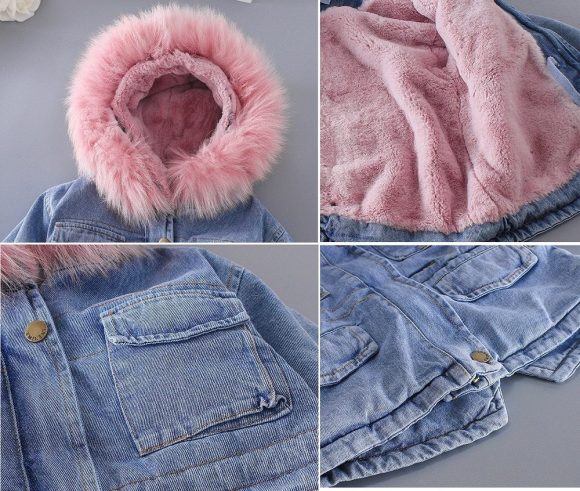 Girls' denim plus velvet jacket autumn and winter - Image 5