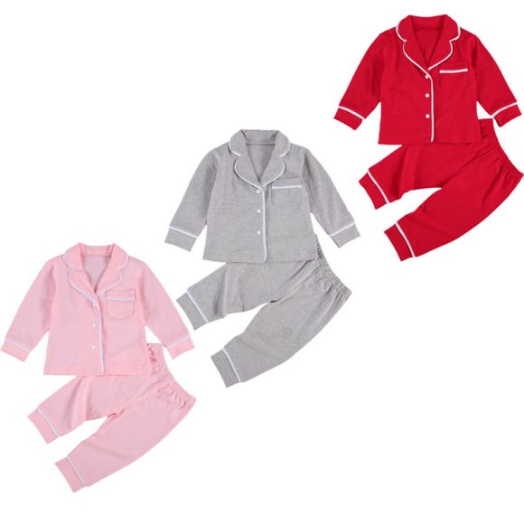 Cotton Two Piece Pajama Sets Toddler Kids Baby Girl Boy - Image 9