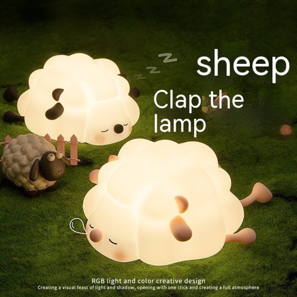Cute Silicone Night Lights Sheep Cartoon Bedroom Lamp For Children's Room Decor Rechargeable Timing Dimming Sleep Night Light - Image 7