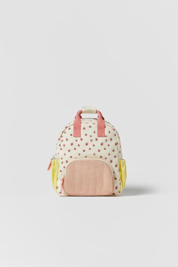 New Cotton Canvas Dopamine Strawberry Multicolor Printing Cute Children Backpack Schoolbag - Image 5