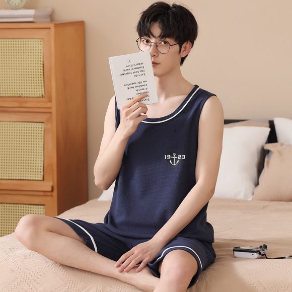 Men's Vest Sleeveless Pajamas Summer Pure Cotton - Image 9