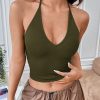 SHEIN EZwear Summer Solid Crop Halter Top