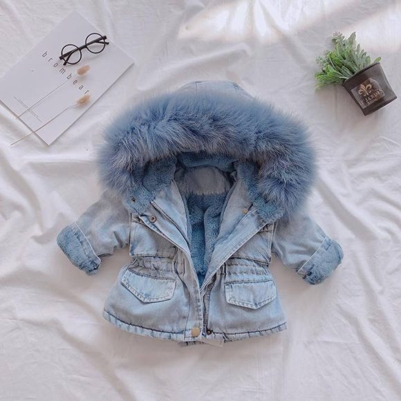 Girls' denim plus velvet jacket autumn and winter - Image 2
