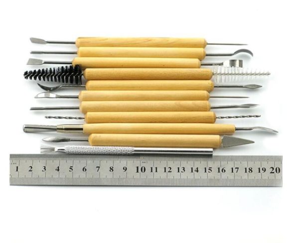 11pcs Clay Sculpting Sculpt Smoothing Wax Carving Pottery Ceramic Hand Tools Polymer Shapers Modeling Carving Tool Wood Handle - Image 2