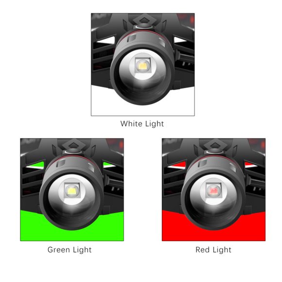 T6 white light green light red light zoom headlight - Image 5