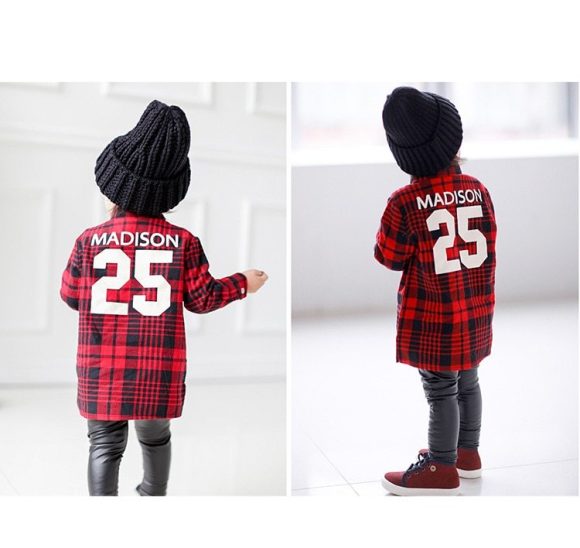 Mother and child red plaid shirt parent-child outfit - Image 3