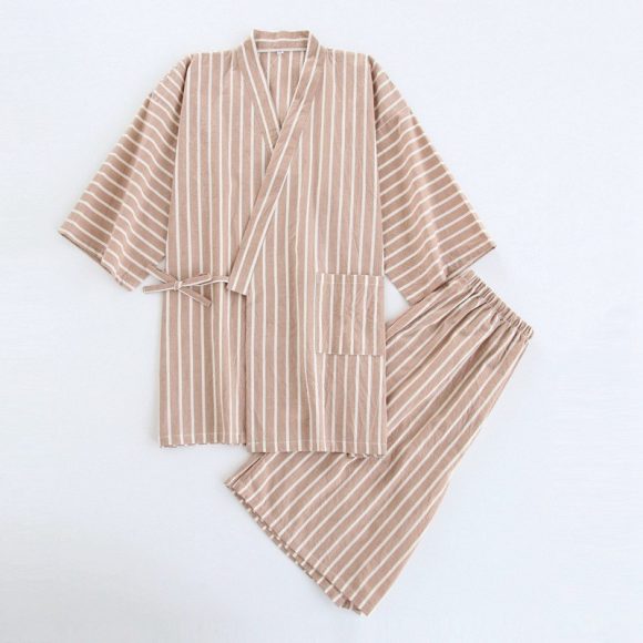 Washed Cotton Thin Striped Pajamas - Image 2