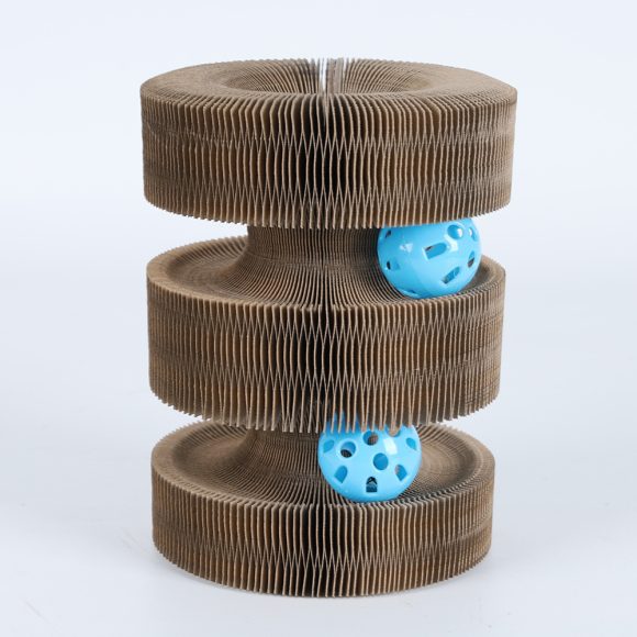 Magic Organ Foldable Cat Scratch Board Toy With Bell Cat Grinding Claw Cat Climbing Frame Round Corrugated Cats Interactive Toys - Image 2