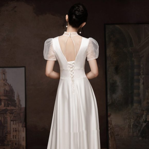 White Engagement Wedding Dress Female French Satin Light Wedding Dress - Image 4