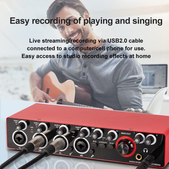4-way Professional Computer Recording Sound Card Small External Driver-free Live Mixing Tuning Equipment MD44 - Image 5
