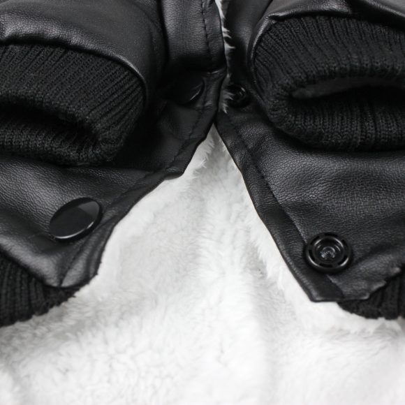 Autumn And Winter Clothes Dog Fur Collar Leather Coat - Image 5